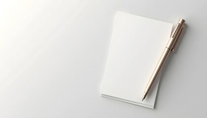 A blank white paper with a gold pen resting on top of it