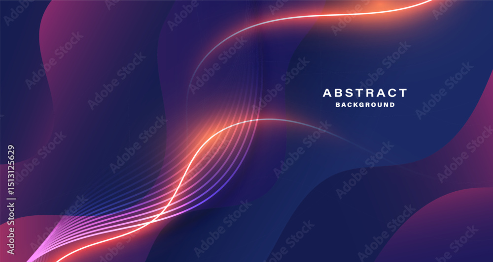Poster abstract futuristic background with glowing neon wave and flowing gradient