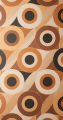 Retro geometric circle pattern in brown, beige, and black tones