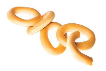 Flying Bagels Isolated on White Background