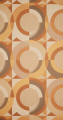 Retro geometric circle and triangle pattern in orange and beige tones