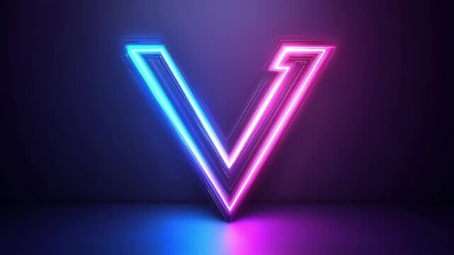 Neon V Letter, Multi-Colored, Geometric Shape