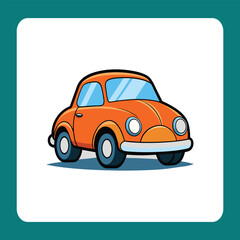 Classic Orange Cartoon Car Vector &ndash; Front View

