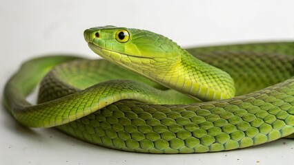 Eastern Green Mamba on studio background