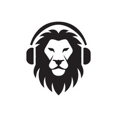 logo for postproduction in the form of a lion head with headphones © Latif