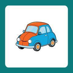 Cartoon Vector Car Illustration &ndash; Blue Cute Car