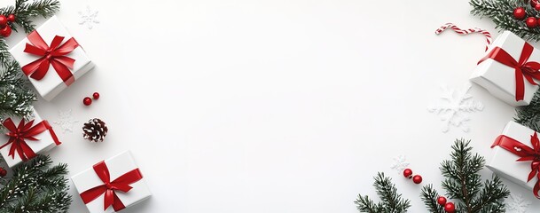 Festive Christmas Gift Arrangement On White Background