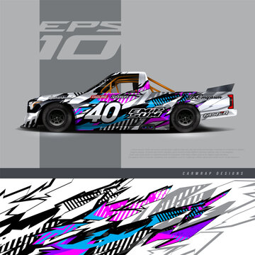 Truck decal, cargo van and car wrap vector, Graphic abstract grunge stripe designs for wrap branding vehicle. EPS 10