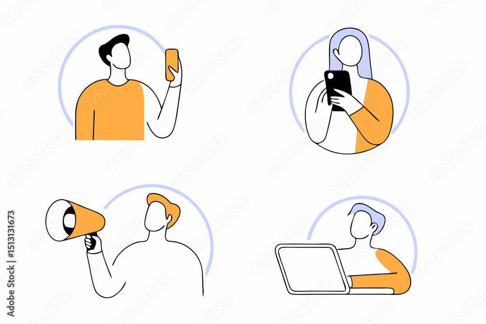 Aufkleber essential communication icons and assets a versatile set of modern ui illustrations for websites and
