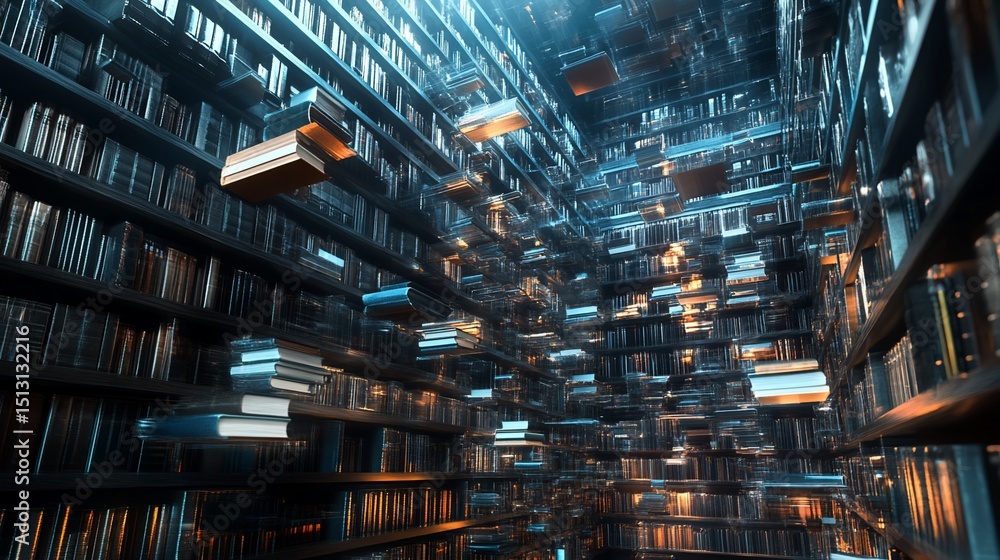 Poster infinite library: a conceptual rendering of boundless knowledge and learning