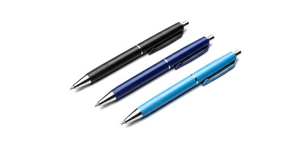Set of Ballpoint Pens — Black and Blue Office Stationery Illustration