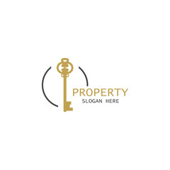 House Key Logo Template modern design classic key symbol Luxury hotel sign. Vector illustration