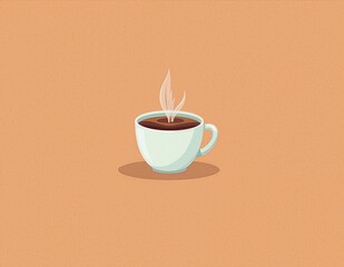 Hot coffee cup with steam rising, set against a warm background, creating a cozy and inviting atmosphere for relaxation