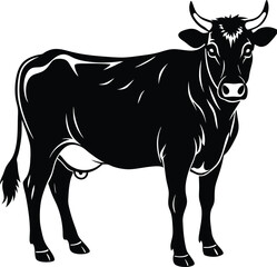 silhouette of a cow
