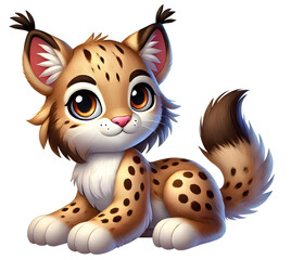 cute Lynx 3d character illustration isolated on transparent background
