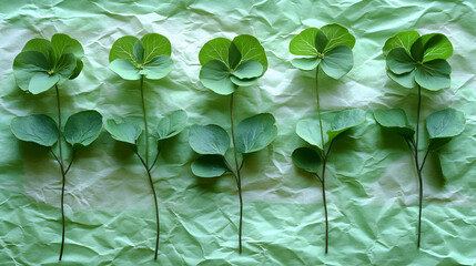 Green Leaf Illustration on Wrinkled Paper