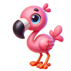 Flamingo illustration 3d animal isolated on transparent background