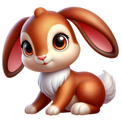 illustration of a cute Hare 3d style isolated on transparent background