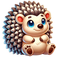 illustration of a cute Hedgehog 3d animal isolated on transparent background