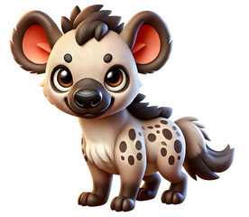 illustration of a cute Hyena 3d character isolated on white transparent