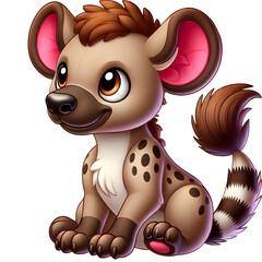 illustration of a cute Hyena character isolated on white transparent