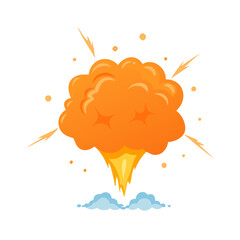 Orange powder pulver explosion isolated on transparent background 