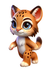 illustration of a cute Lynx 3d character isolated on transparent background
