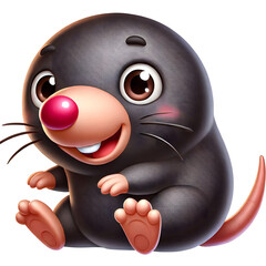 illustration of a cute Mole 3d character isolated on transparent background