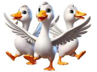 illustration of three cute Goose isolated on transparent background