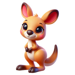 Kangaroo 3d character illustration isolated on transparent background