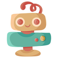Cute Retro Cartoon Robot Illustration