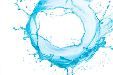 Circular splash of refreshing blue water creating a dynamic frame