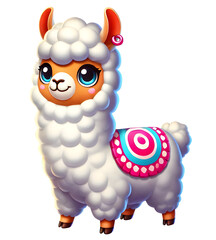 Llama character illustration isolated on transparent background