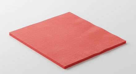 Red paper napkin isolated on white background