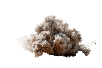Tan Brown Dust Cloud Explosion Isolated on Transparent Background, PNG