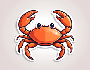 Cute Baby Crab Sticker Vector – Adorable Cartoon Animal Illustration