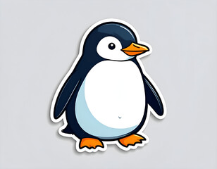 Naklejka premium Cute Baby Penguin Sticker Vector – Adorable Cartoon Animal Illustration