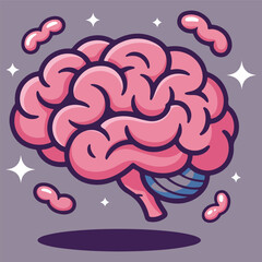 Human Brain, Cartoon brain illustration vector clip art icon design art