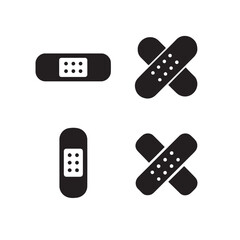 Silhouette Icons of Bandages and Adhesive Strips