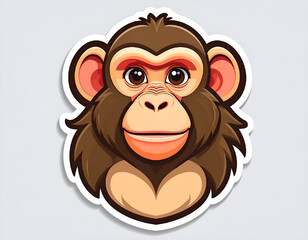 Obraz premium Cute Baby Baboon Sticker Vector – Adorable Cartoon Animal Illustration