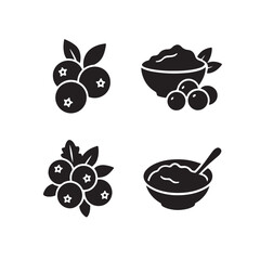 Cranberry and Cranberry Sauce Silhouette Icons for Fall Feasts