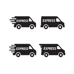 Delivery Van Silhouettes with Express Courier Labels