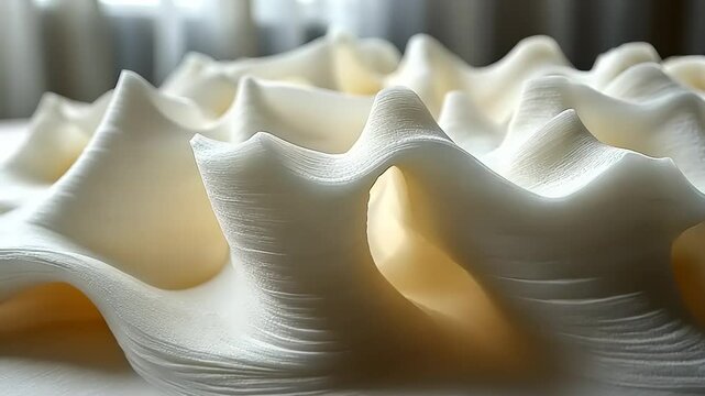 Abstract white parametric surface, smooth wave-like design with elegant and modern shapes