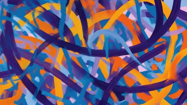 Dynamic interplay of brushstrokes in vibrant colors creating an abstract composition