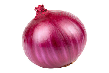 Fresh whole red onion isolated on transparent background.