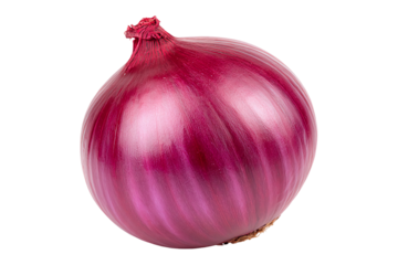 Fresh whole red onion isolated on transparent background.