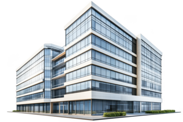 Modern glass building isolated on transparent background
