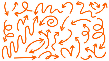 Set arrows pointing in different directions handwritten calligraphy isolated on white background , Flat Modern design, illustration Vector EPS 10