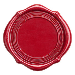 Blank red wax seal isolated on transparent background.