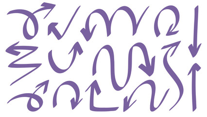 Set arrows pointing in different directions handwritten calligraphy isolated on white background , Flat Modern design, illustration Vector EPS 10